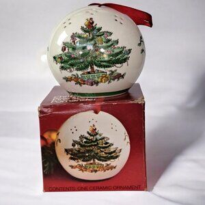 Spode Christmas Tree Pine Scented Pomander Ceramic Ornament w/Box